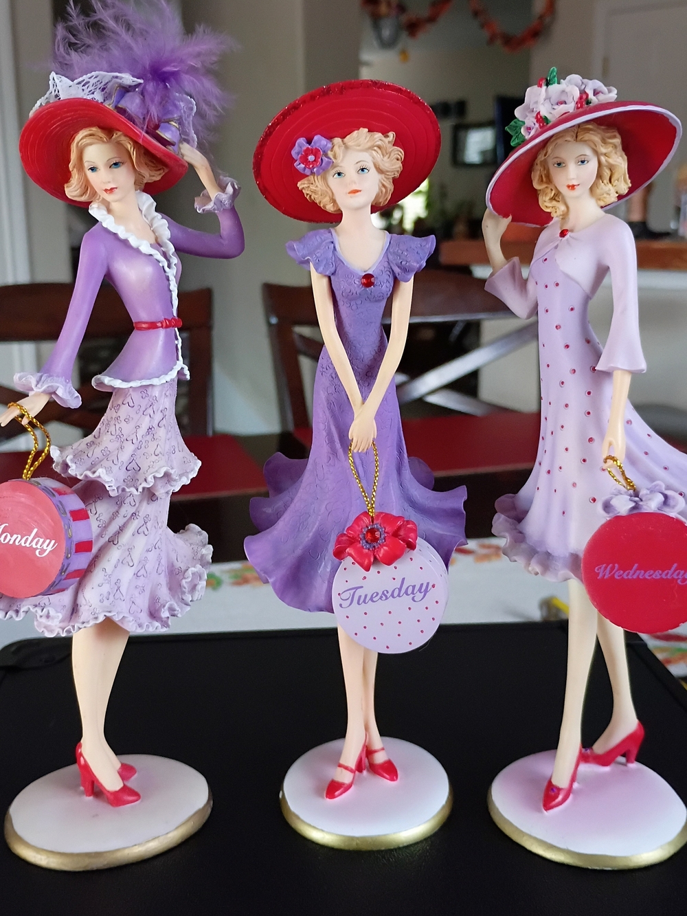 1990s Hamilton Collection "Hats of the Week" figurines